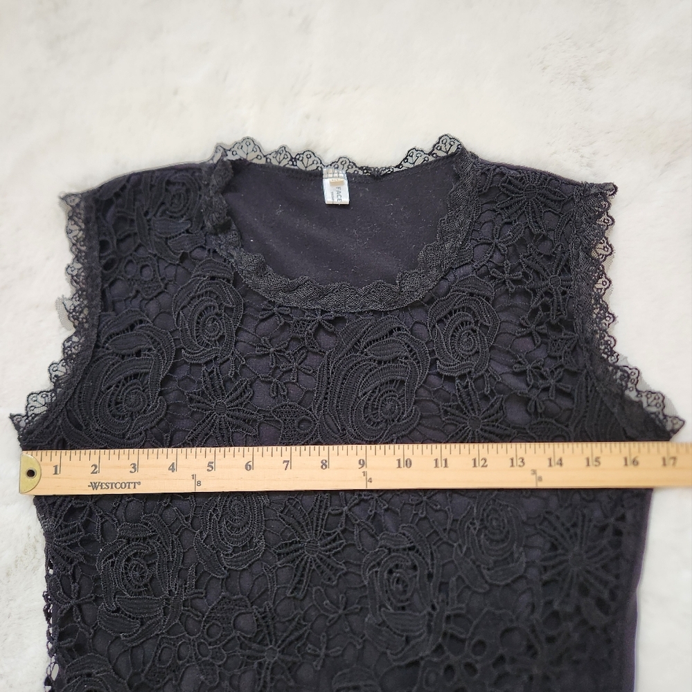 Face &Face embroidery Lace Tank Top Elegant Crew Neck - Picture 9 of 10